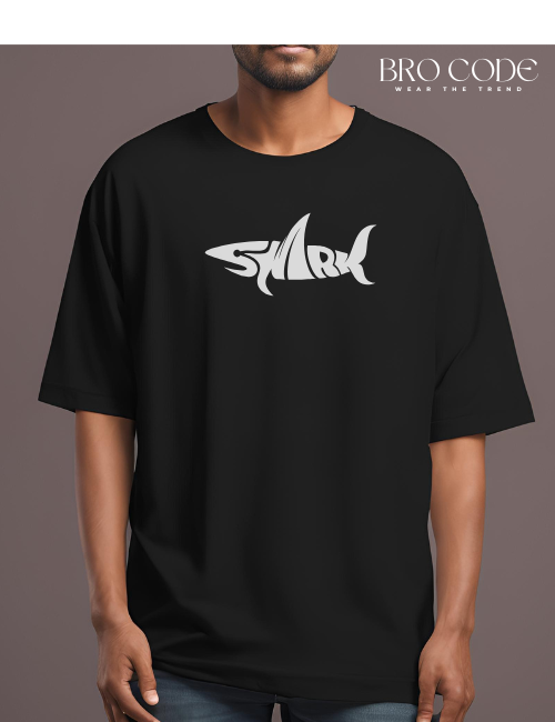 shark oversized Black color T-shirt