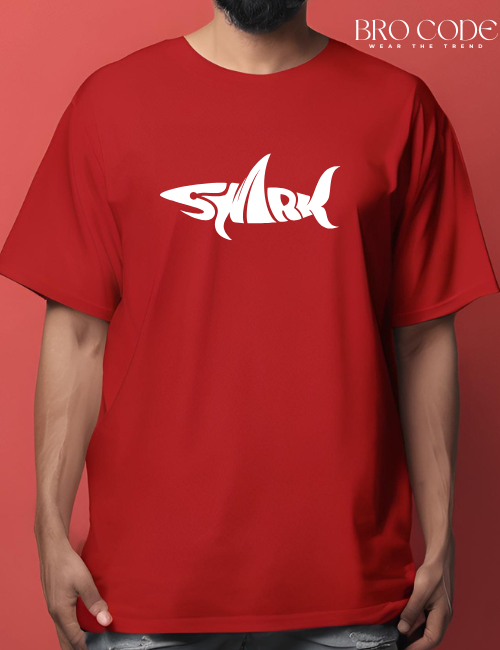 shark oversized Red color T-shirt