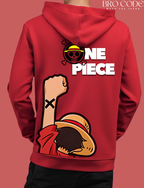 One Peice Anime Red color Hoodie