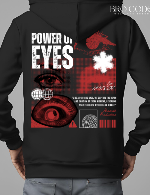 Power of eyes Black color Hoodie | Unisex