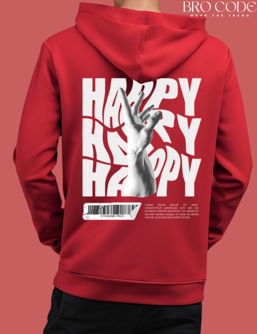 Happy Red color Hoodie | Unisex