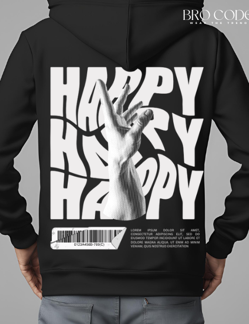 Happy Black color Hoodie | Unisex