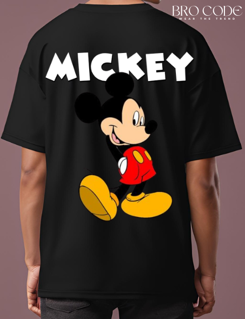 Mickey Black color oversized T-Shirt | Unisex