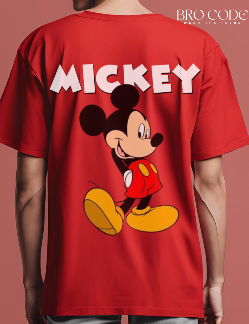 Mickey Red color oversized T-shirt | Unisex