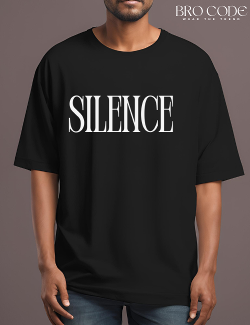 Silence Black color Oversized T-shirt | Unisex