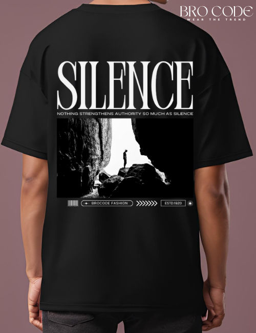 Silence Black color Oversized T-shirt | Unisex